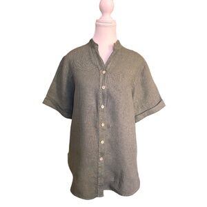 NWOT KOAN Collection Short Sleeve ITALIAN Linen Shirt Large